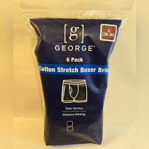 George Men's Cotton Stretch Boxer Briefs - 6 Pack - Mens Small (28-30) Blk / Gry